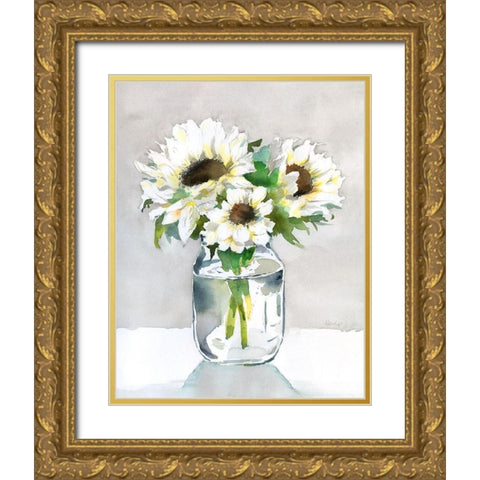 Sunflower II Gold Ornate Wood Framed Art Print with Double Matting by Troise Heidel, Theresa