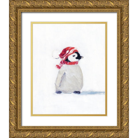 Penguin Play I Gold Ornate Wood Framed Art Print with Double Matting by Swatland, Sally