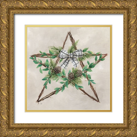 Star Wreath Gold Ornate Wood Framed Art Print with Double Matting by Nan