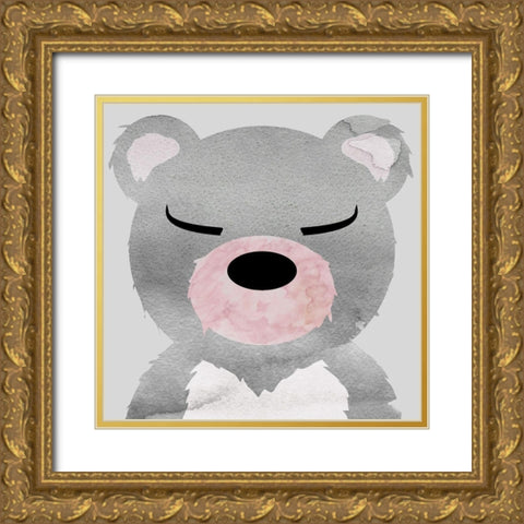 Bear Gold Ornate Wood Framed Art Print with Double Matting by Santiago, Daniela