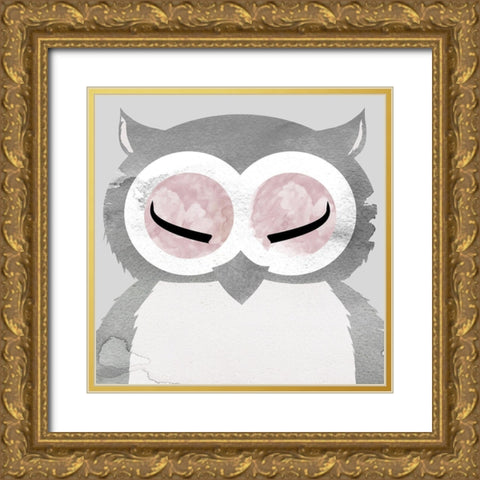 Owl Gold Ornate Wood Framed Art Print with Double Matting by Santiago, Daniela