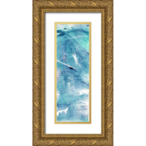 Aqua Terra I Gold Ornate Wood Framed Art Print with Double Matting by Jill, Susan