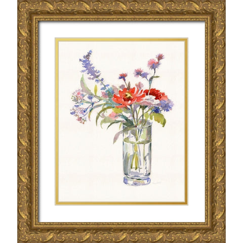 Garden Party I Gold Ornate Wood Framed Art Print with Double Matting by Troise Heidel, Theresa