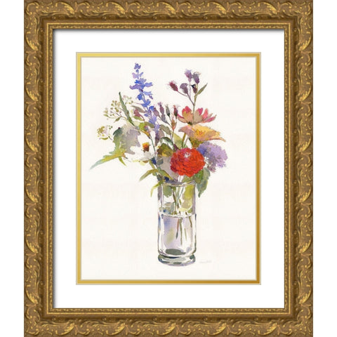 Garden Party II Gold Ornate Wood Framed Art Print with Double Matting by Troise Heidel, Theresa