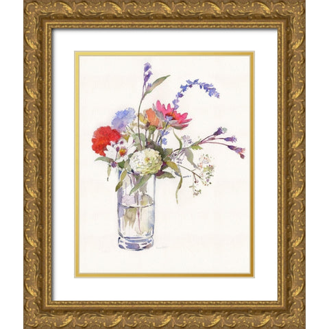 Garden Party III Gold Ornate Wood Framed Art Print with Double Matting by Troise Heidel, Theresa