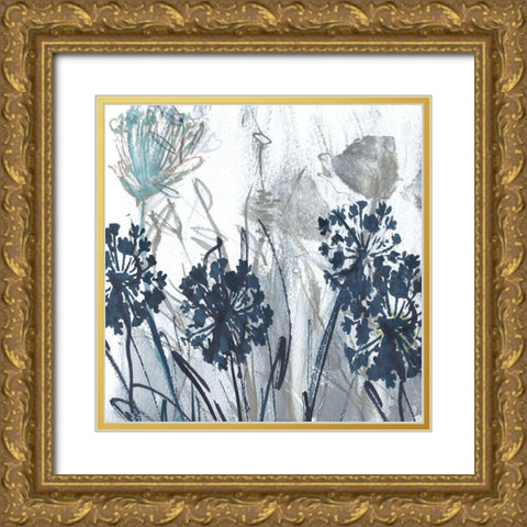 Indigo Field I Gold Ornate Wood Framed Art Print with Double Matting by Jill, Susan