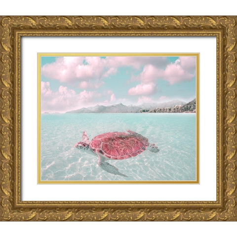 Sun Bathing Gold Ornate Wood Framed Art Print with Double Matting by Calascibetta, Mike