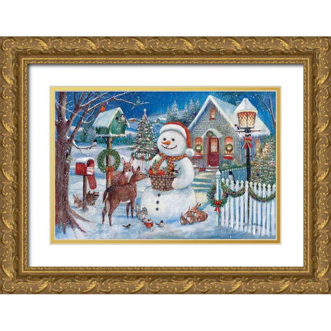 Winter Gathering Gold Ornate Wood Framed Art Print with Double Matting by Manning, Ruane