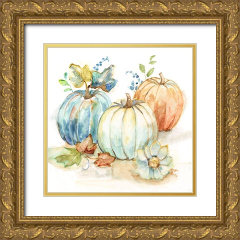 First Harvest Pumpkins I Gold Ornate Wood Framed Art Print with Double Matting by Nan