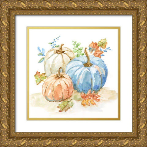 First Harvest Pumpkins II Gold Ornate Wood Framed Art Print with Double Matting by Nan