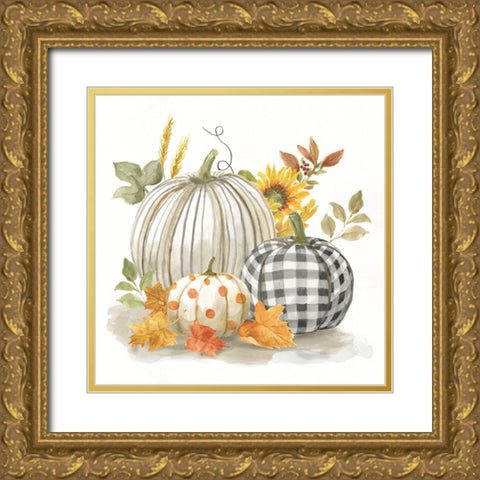 Pumpkin Decor I Gold Ornate Wood Framed Art Print with Double Matting by Nan