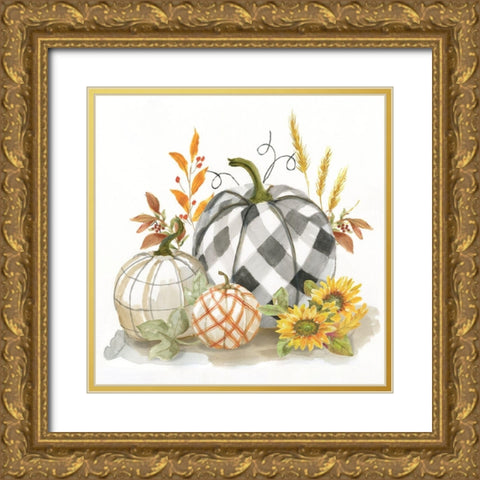 Pumpkin Decor II Gold Ornate Wood Framed Art Print with Double Matting by Nan