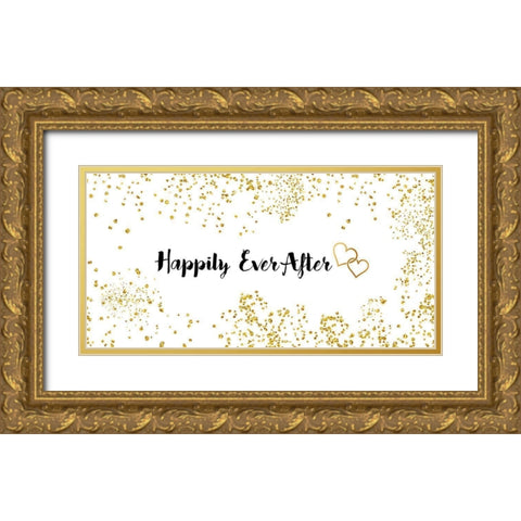 Happily Ever After Gold Ornate Wood Framed Art Print with Double Matting by CAD Designs