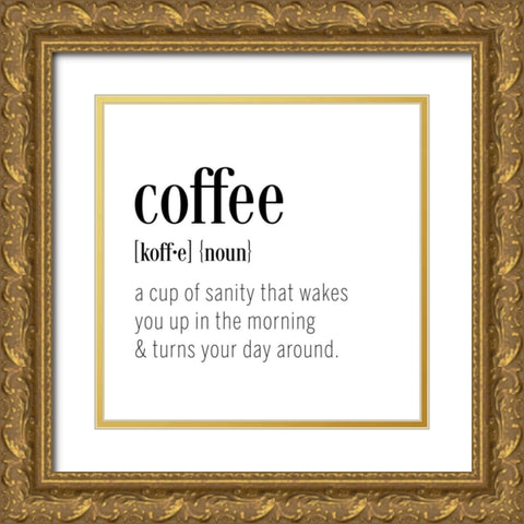 Coffee Definition Gold Ornate Wood Framed Art Print with Double Matting by CAD Designs