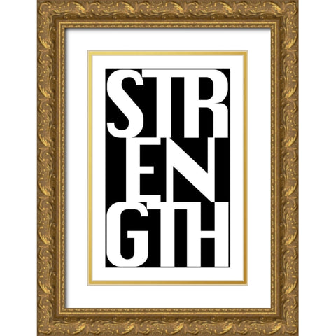 Strength Gold Ornate Wood Framed Art Print with Double Matting by CAD Designs