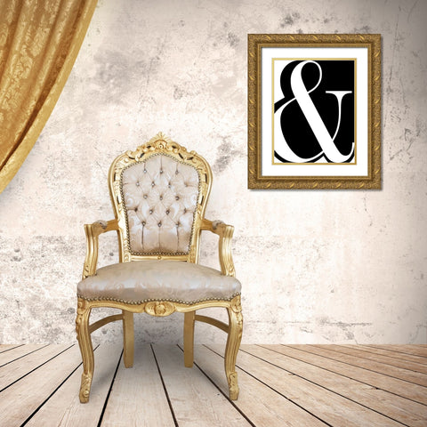Ampersand Gold Ornate Wood Framed Art Print with Double Matting by CAD Designs