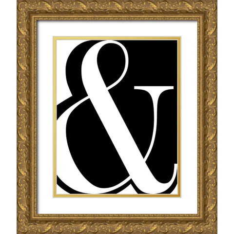 Ampersand Gold Ornate Wood Framed Art Print with Double Matting by CAD Designs