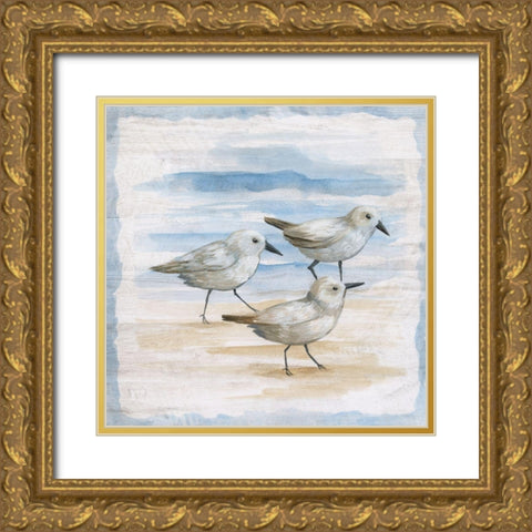 Shore Birds I Gold Ornate Wood Framed Art Print with Double Matting by Nan
