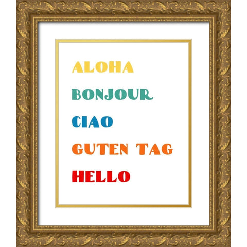Languages I Gold Ornate Wood Framed Art Print with Double Matting by CAD Designs
