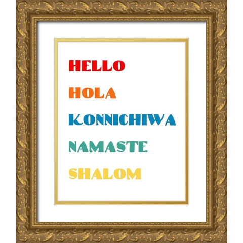 Languages II Gold Ornate Wood Framed Art Print with Double Matting by CAD Designs