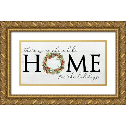 Home for the Holidays Gold Ornate Wood Framed Art Print with Double Matting by Swatland, Sally