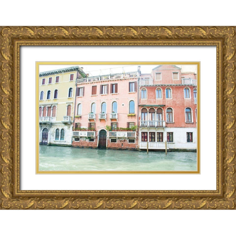 Canal Building II Gold Ornate Wood Framed Art Print with Double Matting by Nan