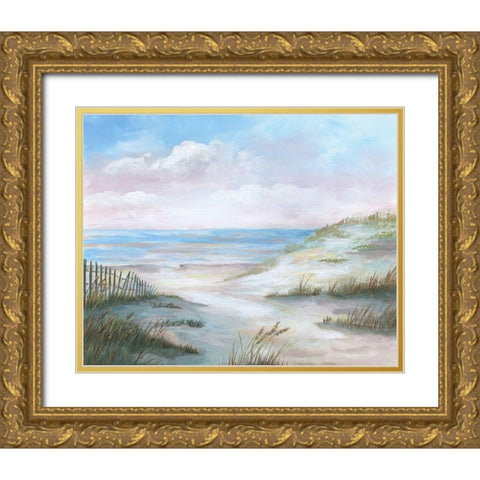 Seaside Dunes Gold Ornate Wood Framed Art Print with Double Matting by Nan