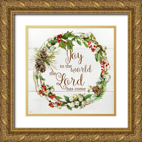 The Lord Has Come Wreath Gold Ornate Wood Framed Art Print with Double Matting by Swatland, Sally