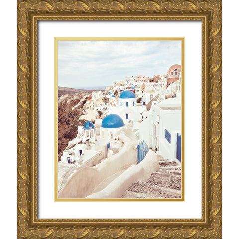 Santorini Gold Ornate Wood Framed Art Print with Double Matting by Delimont, Danita