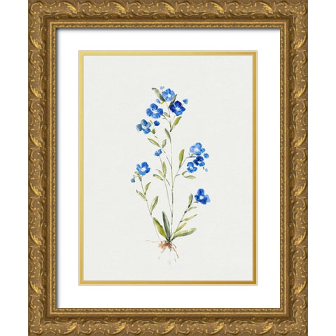 Petite Blue I Gold Ornate Wood Framed Art Print with Double Matting by Swatland, Sally