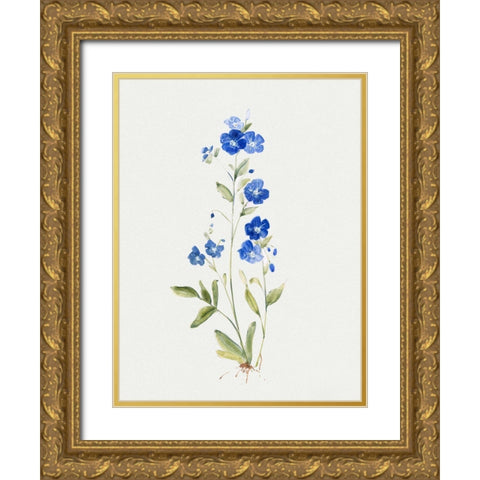 Petite Blue II Gold Ornate Wood Framed Art Print with Double Matting by Swatland, Sally