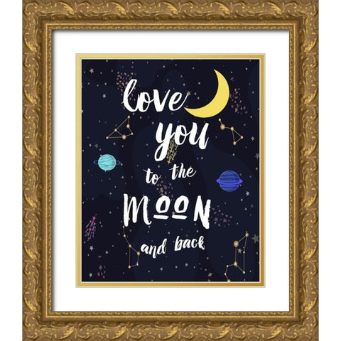 To The Moon Gold Ornate Wood Framed Art Print with Double Matting by Murray, Amanda