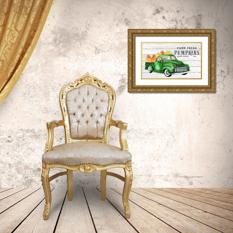 Fresh Pumpkins Gold Ornate Wood Framed Art Print with Double Matting by Robinson, Carol