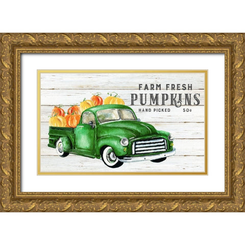 Fresh Pumpkins Gold Ornate Wood Framed Art Print with Double Matting by Robinson, Carol