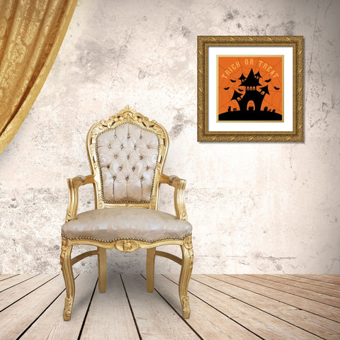 Trick or Treat House Gold Ornate Wood Framed Art Print with Double Matting by Carpentieri, Natalie