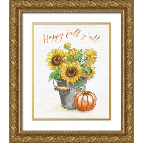 Sunflower Happiness Gold Ornate Wood Framed Art Print with Double Matting by Nan