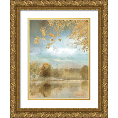 Golden Fall Gold Ornate Wood Framed Art Print with Double Matting by Nan