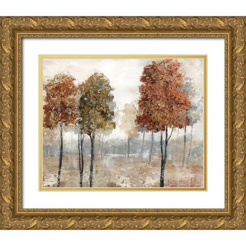 Trees of Copper Mountain Gold Ornate Wood Framed Art Print with Double Matting by Nan