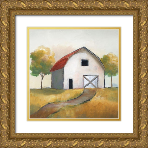 Simplicity Barn Gold Ornate Wood Framed Art Print with Double Matting by Nan