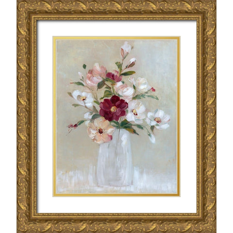Fresh Pinks Gold Ornate Wood Framed Art Print with Double Matting by Swatland, Sally