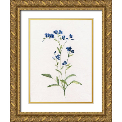 Petite Blue II Gold Ornate Wood Framed Art Print with Double Matting by Swatland, Sally