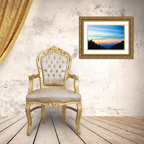 River Valley Sundown Gold Ornate Wood Framed Art Print with Double Matting by Delimont, Danita