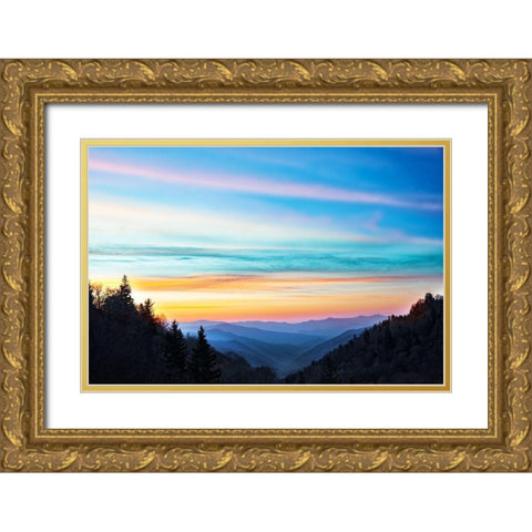 River Valley Sundown Gold Ornate Wood Framed Art Print with Double Matting by Delimont, Danita