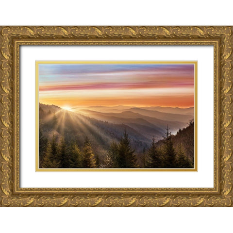 Smokey Sunrise Gold Ornate Wood Framed Art Print with Double Matting by Delimont, Danita