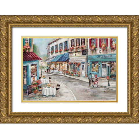 Quaint Cafe Gold Ornate Wood Framed Art Print with Double Matting by Manning, Ruane