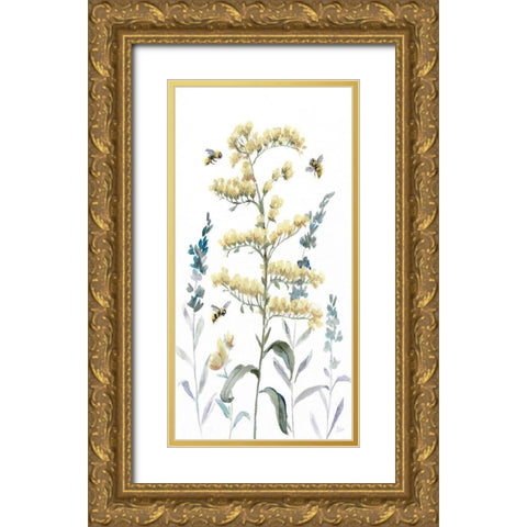 Bumble Bee Garden I Gold Ornate Wood Framed Art Print with Double Matting by Nan