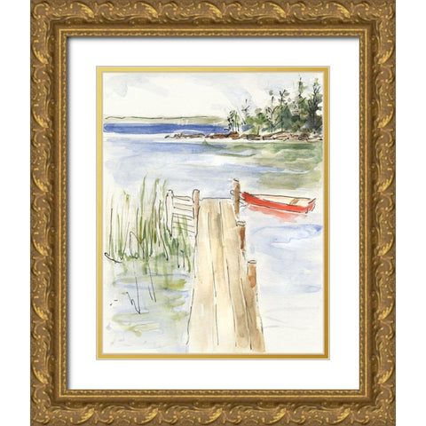 Sketchy Pier Gold Ornate Wood Framed Art Print with Double Matting by Swatland, Sally