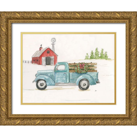 Frosty Meadow Farms Gold Ornate Wood Framed Art Print with Double Matting by Nan