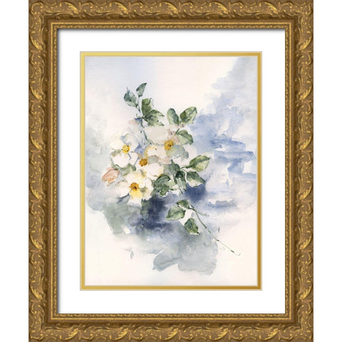 Dogwood Blossoms I Gold Ornate Wood Framed Art Print with Double Matting by Swatland, Sally