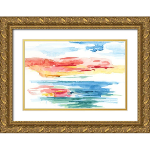 Color Pop Horizon Gold Ornate Wood Framed Art Print with Double Matting by Nan